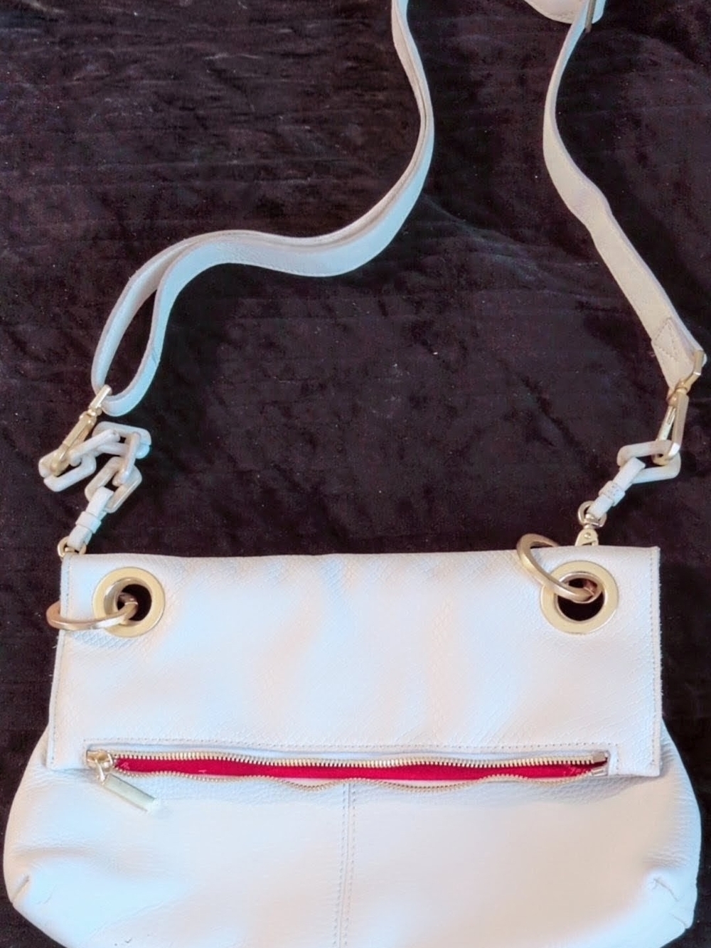 Women's White Crossbody Bag with Gold Hardware